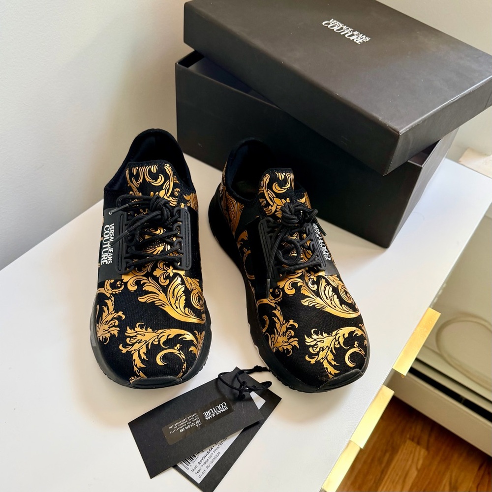Versace Luxurious Black and Gold Sneakers